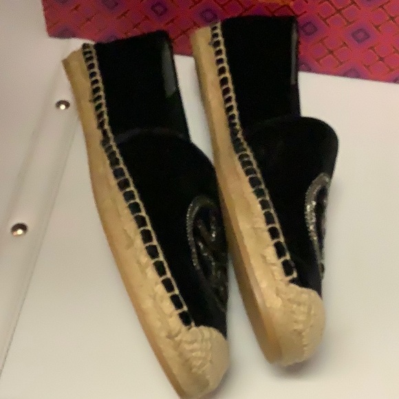 Tory Burch Velvet Logo Chain Espadrille - Picture 10 of 12